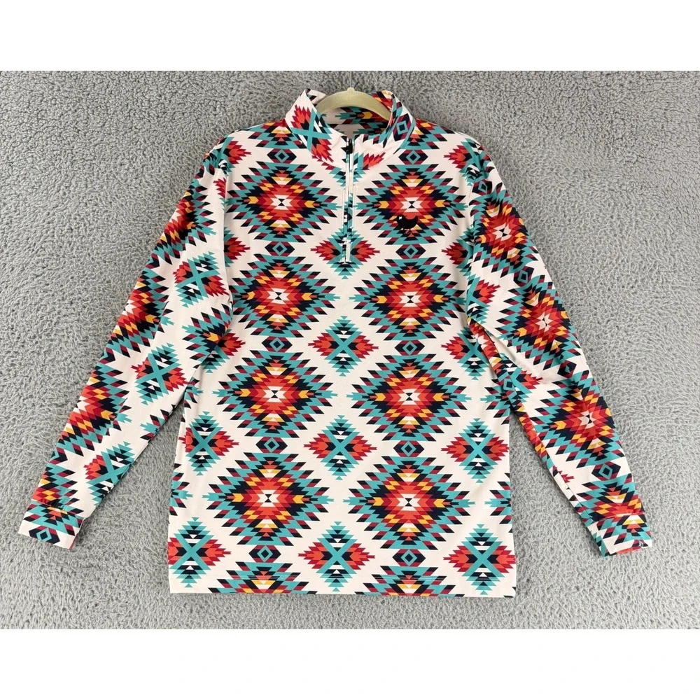 Bad Birdie Quarter Zip Pullover Mens Medium Southwestern Aztec Golf Performance